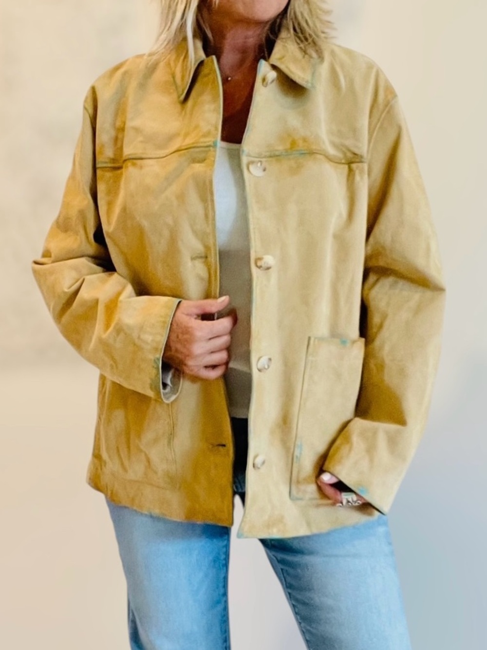One-of-a-kind Zara Leather Collection genuine suede jacket, size XL, Upcyled